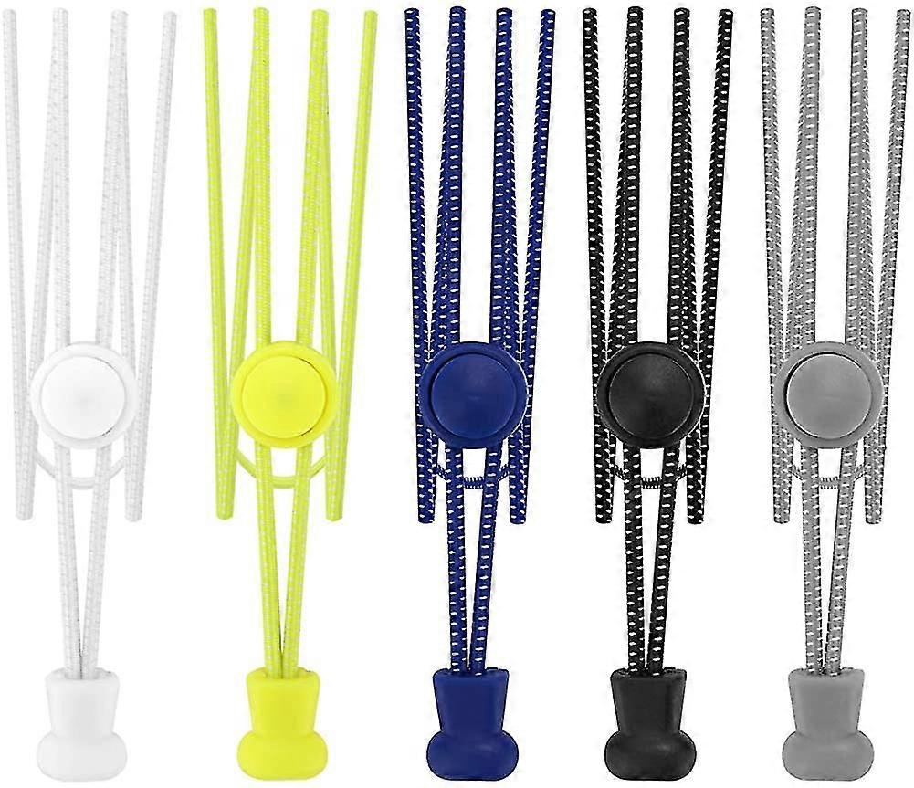 5 أزواج من أربطة الأحذية المرنة ذاتية القفل ، أربطة الأحذية المرنة بدون مانع للحركة