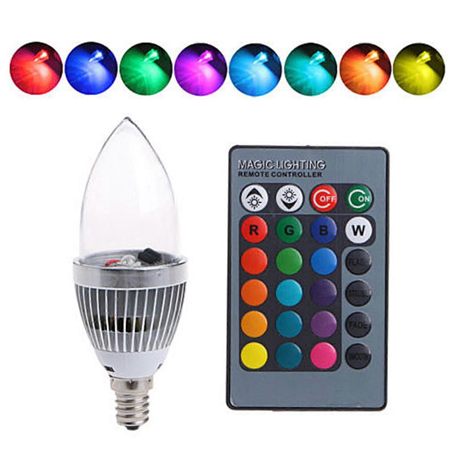 E14/E12 3W RGB LED Color Changing Candle Light Lamp Bulb  Remote Control Kit