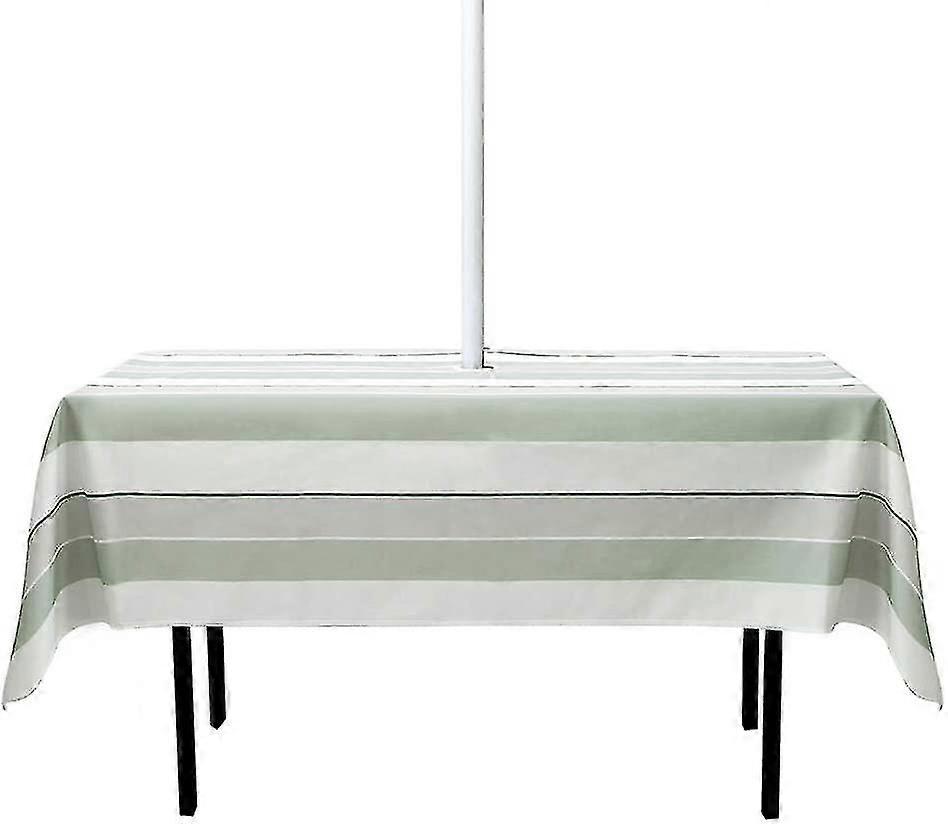 Toalha de mesa impermeável ao ar livre com furo de guarda-chuva - retângulo listrado 152*213cm