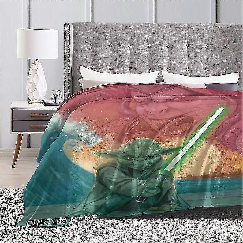 بطانية يودا لينة دافئة الفانيلا رمي اسم مخصص بطانية لزينة أريكة السرير هدية عيد ميلاد عيد الميلاد-NFYH357ids10657