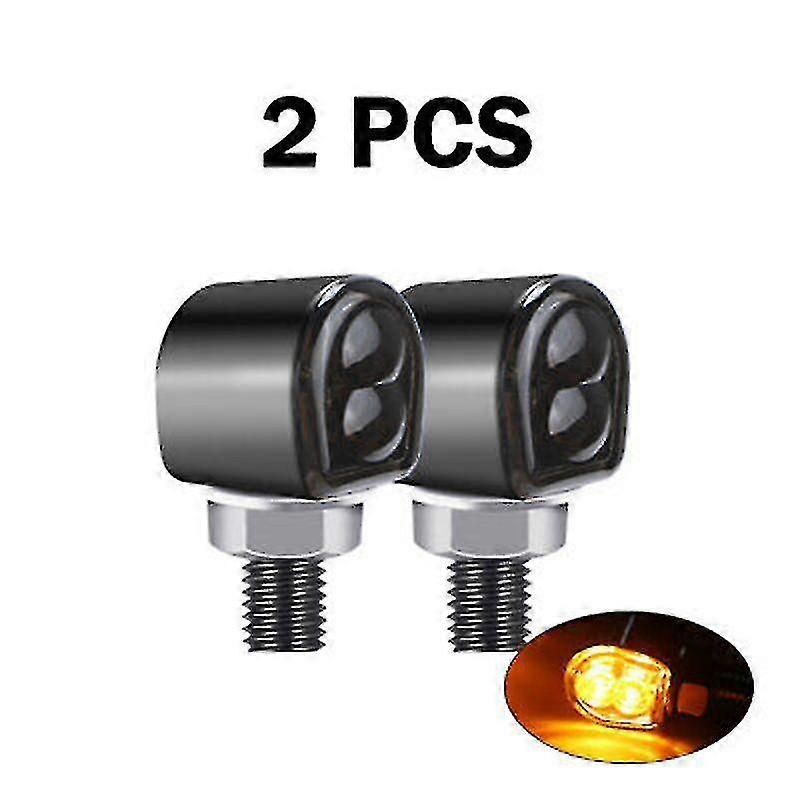 8mm Mini Led Motorcycle Turn Signal Indicator Blinker Lights Amber Flashing Light Flasher Universal For Cafe Racer Bobber 12v