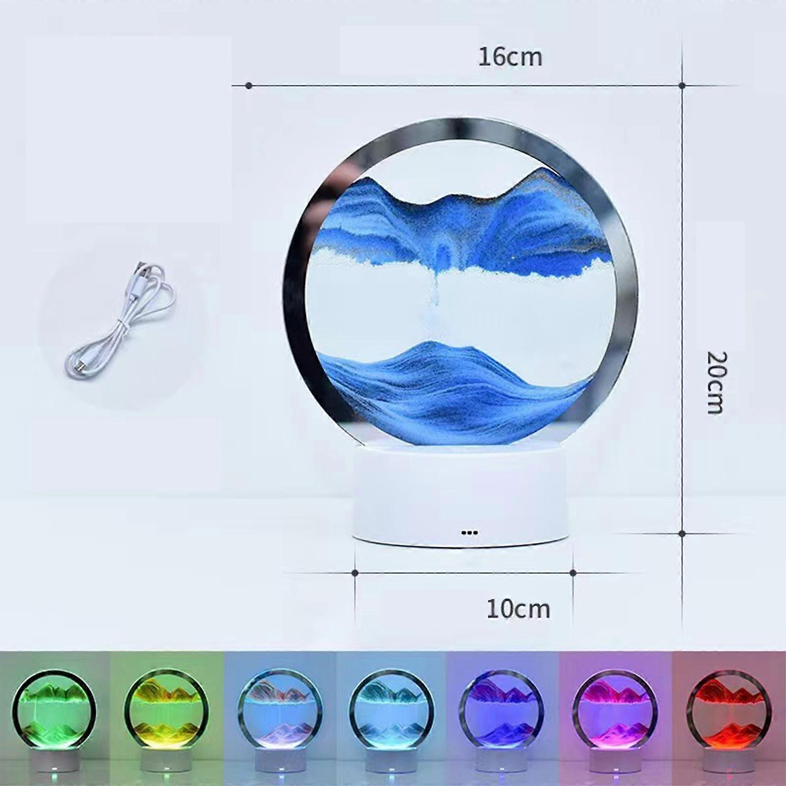 3D Moving Sand Art Table Lamp, 360 Rotating Hourglass Decoration, Liquid Motion Quicksand Lights, Flowing Sand Painting Desk Lamp