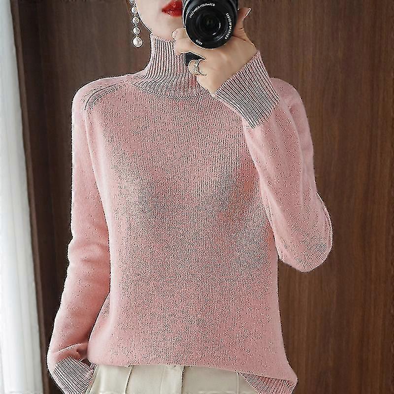 Spring, Autumn And Winter Women's Cashmere Sweater Turtleneck Pullover Slim Solid Color High-quality Warmth