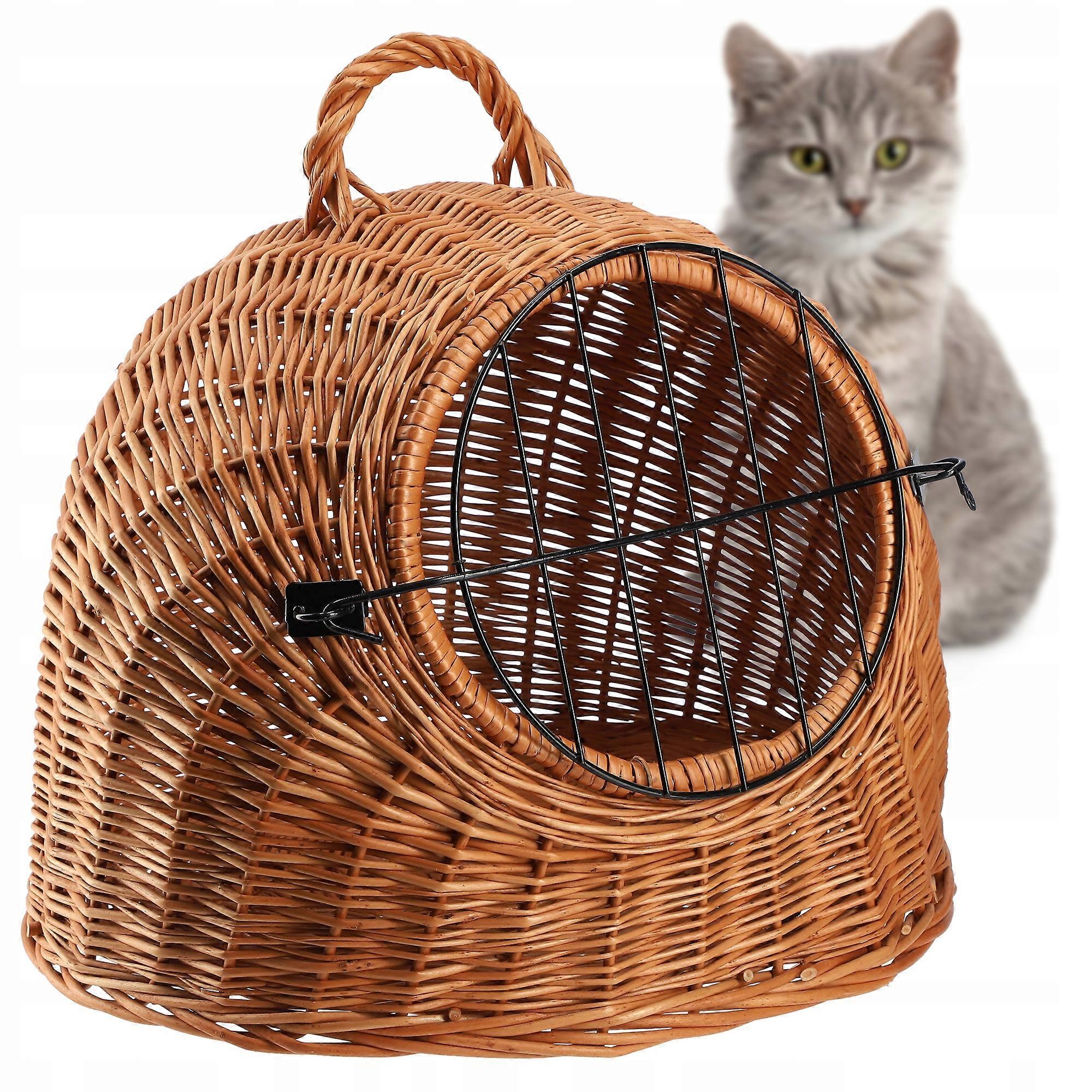 KADAX Wicker Carrier for Dog Cat Basket 49cm