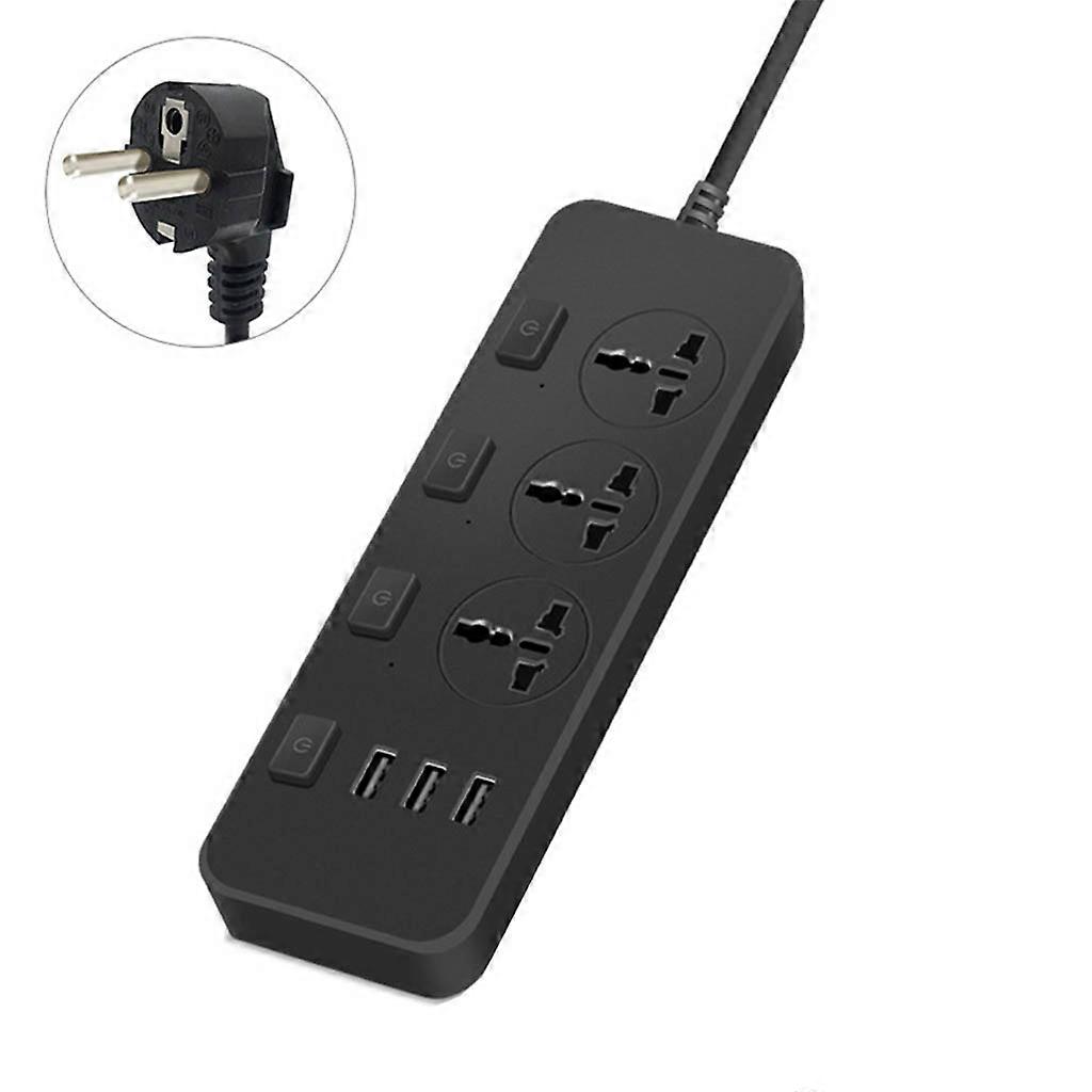 5V2.1A US/UK/EU Power Strip Surge Protector with 3 USB Extension Ports & 3 Outlets Socket Adapter Fast Charging