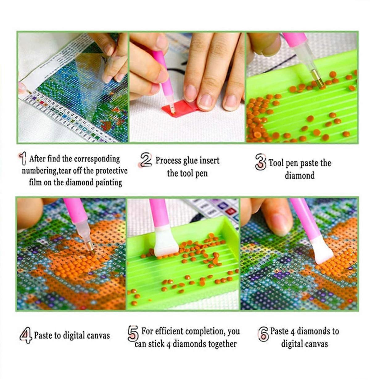 Kit DIY Peinture Diamant Marque Page - 6 Signets Plume Avec Pendentif, Activité Manuelle Enfant