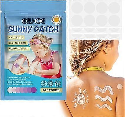 Waterproof 24 Pack UV Sun Stickers Sunscreen,UV Detection Reminder UV Patch
