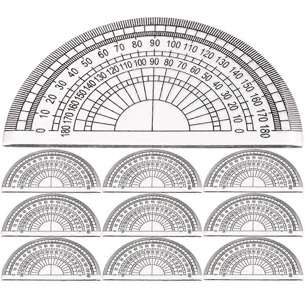 10pcs Plastic Protractors Math Protractor Angle Measurement Tools 180 Degree Protractors for Students