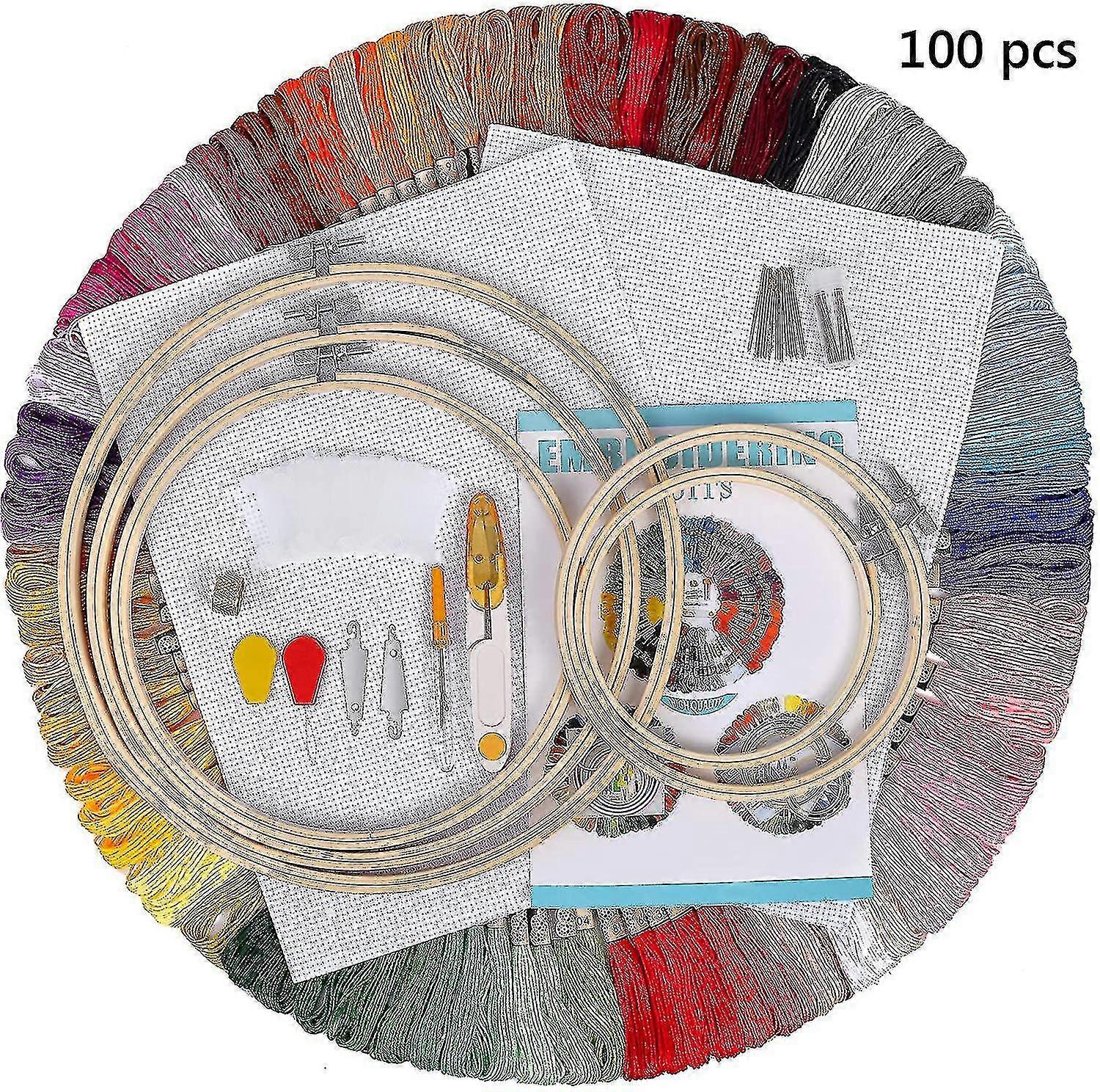 Embroidery Starter Kit Including Instructions, Cross Stitch Tool Kit For Beginners