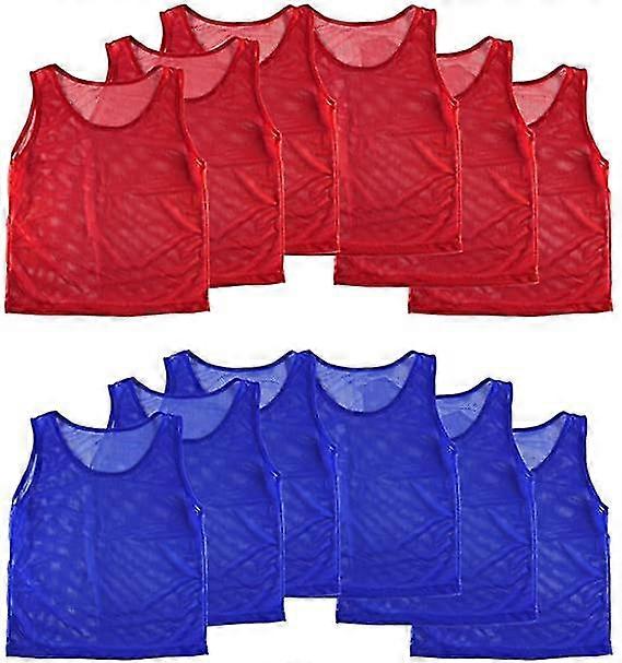 Nylon Mesh Scrimmage Team Practice Vests Jerseys For Children You Sports Basketball, Soccer, Football(12 Jerseys)
