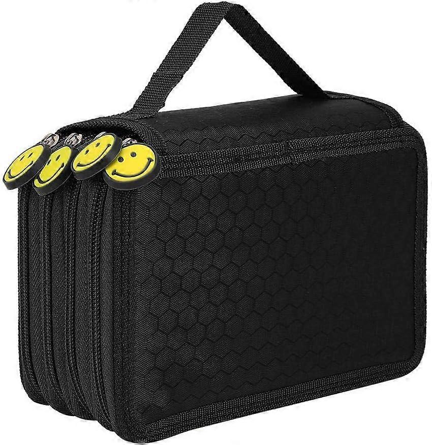 Large Capacity Zipper Pens Pencil Case, 72 Slots Pencil Case 4 Layer Large Zipper Pen Bag with Handle Strap for Colored/Watercolor Pencil Student Supp