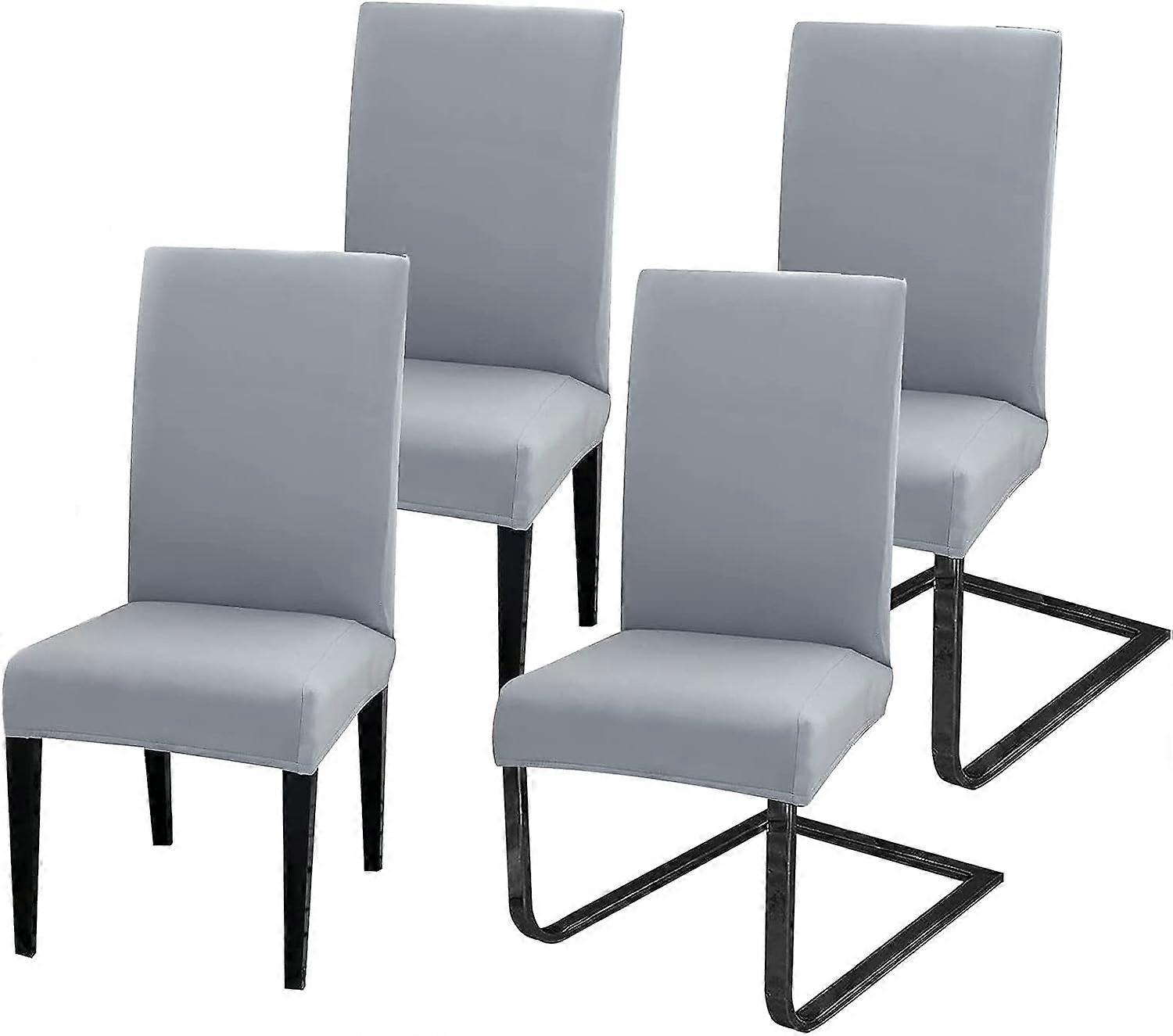 Chair Covers Set of 4 Stretch Chair Slipcovers Universal Polyester Chair Covers for Dining Room Hotel Banquet Party Decoration Wedding, Light Gray
