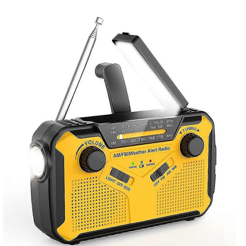 Radio solaire à manivelle avec , jaune
