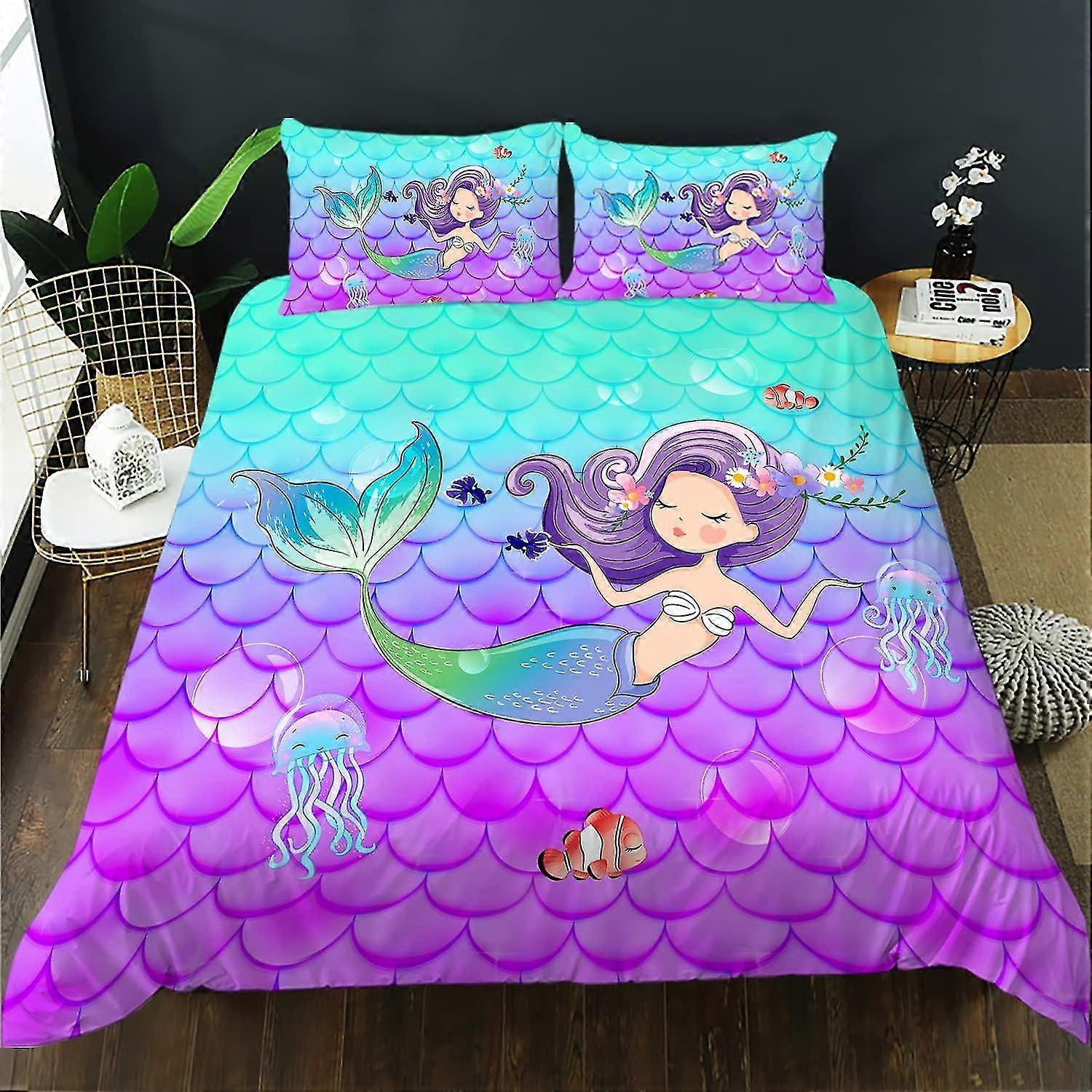 b945 Σεντόνια Ocean Theme Comforter Κάλυμμα Πάπλωμα 3 Τεμαχίων Σετ Κλινοσκεπασμάτων 1 Κάλυμμα Παπλώματος και 2 Μαξιλαροθήκες Σεντόνια gb945