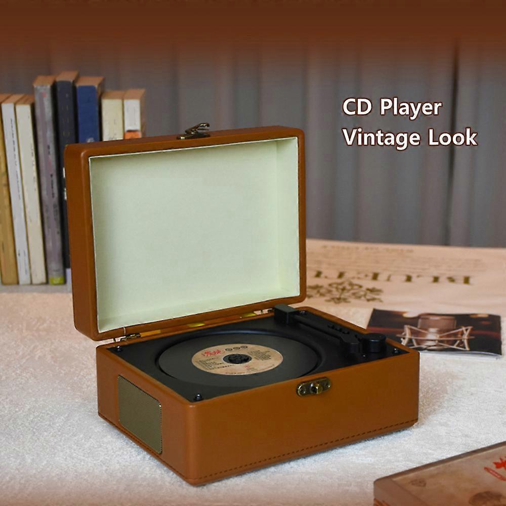 CD Player Retro Bluetooth Music Disc Album CD Player Brown