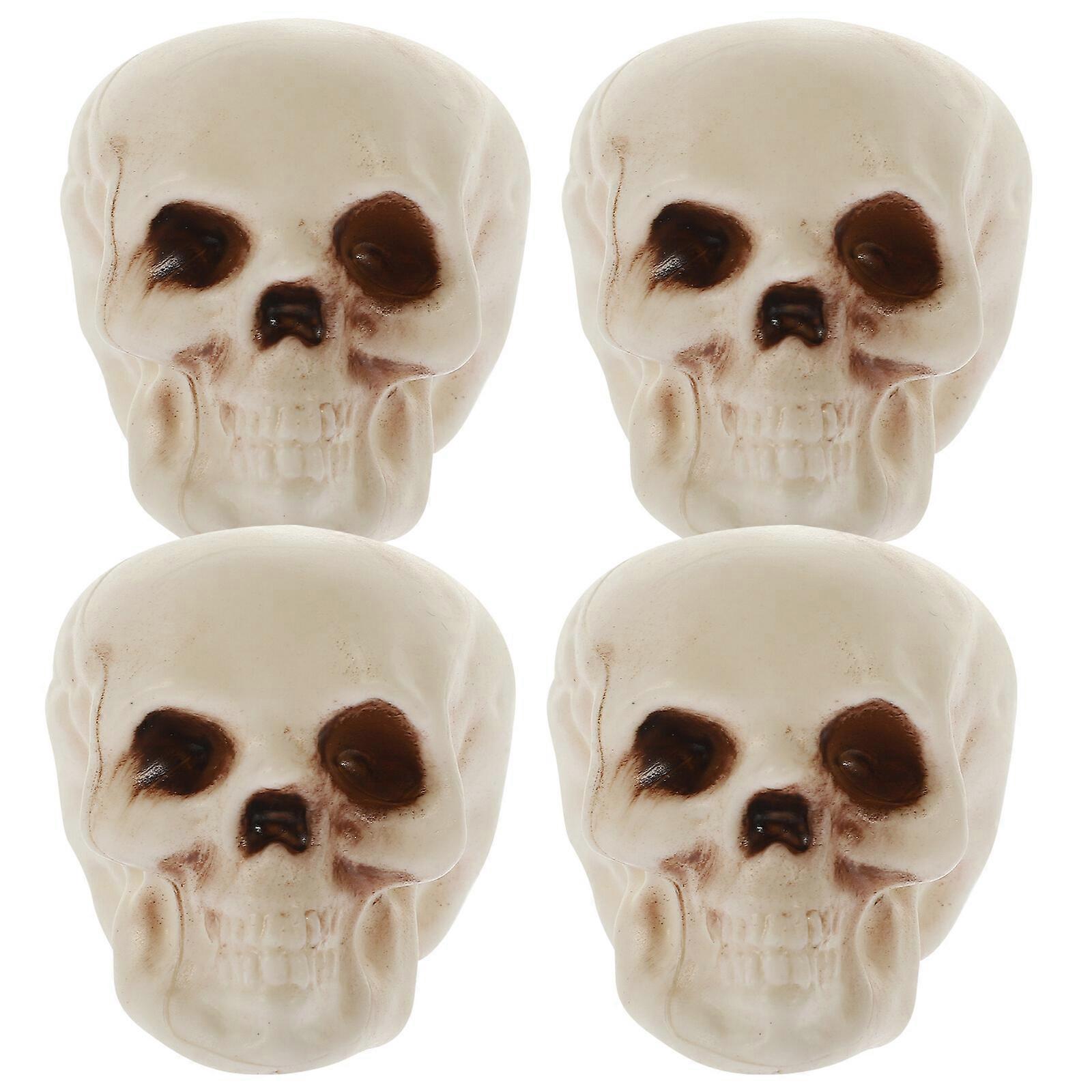 4Pcs Simulation Skeleton Head Models Table Miniature Skull Head Models Small Skull Head Sculptures
