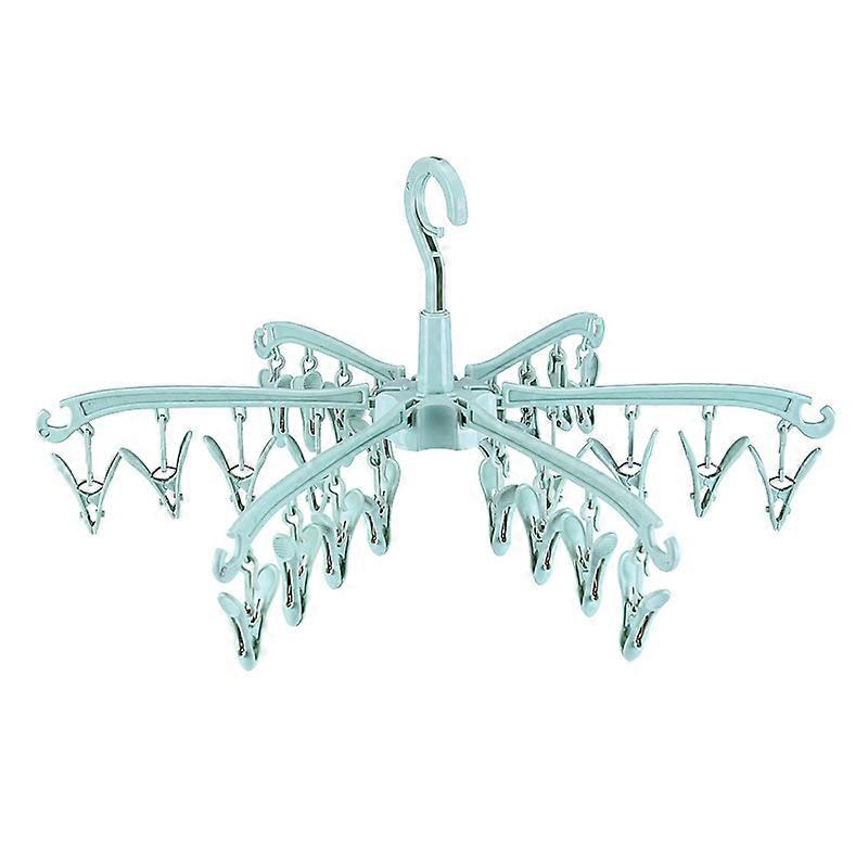 Foldable Drying Rack with 24 Clips Rotatable (Green)