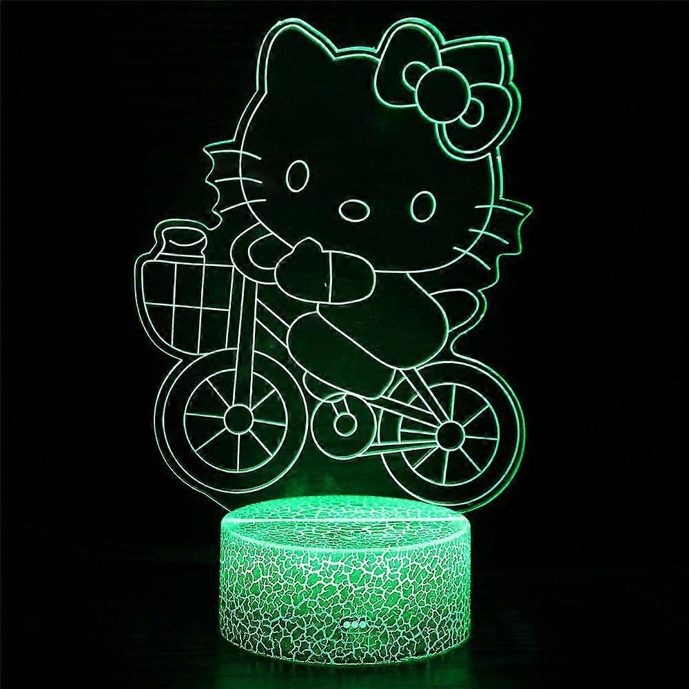 Creative Hello Kitty Night Lamp 3d 7-color Sleep Light With Touch Control, Bedside Cartoon Table Lamp For Girls Friends