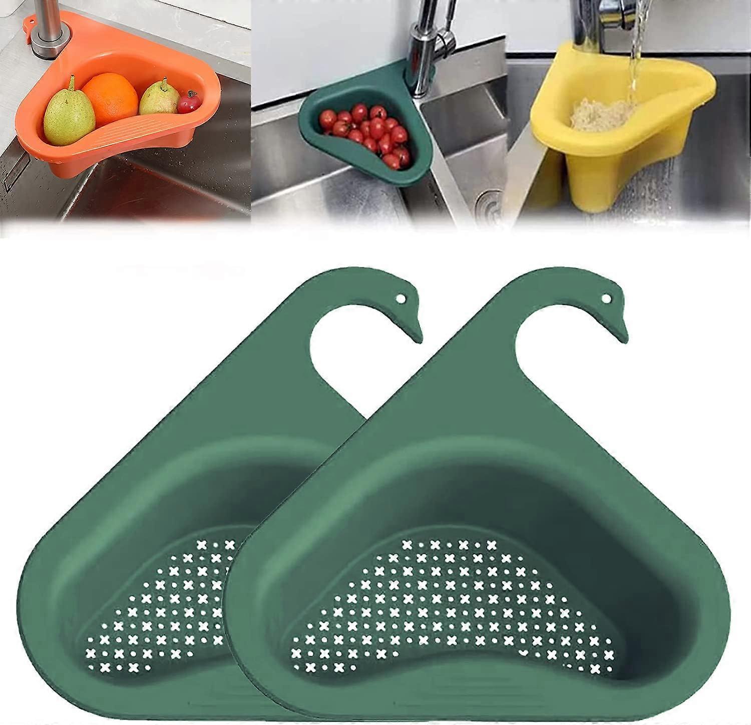 Swan Drain Basket, Triangular Hanging Sink Filter, Sink Storage Holder, Sink Filter Tray, Drain Shelf, Drain Basket, Storage Rack For Vegetables, Frui