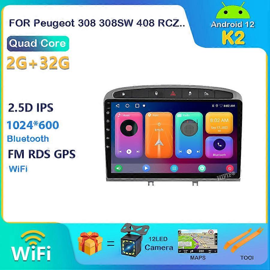 4G + 64G Android 12 Car DVD Player for Peugeot 408 308 308SW Car Radio GPS Navigation WIFI RDS IPS Multimedia Player 2din no dvd