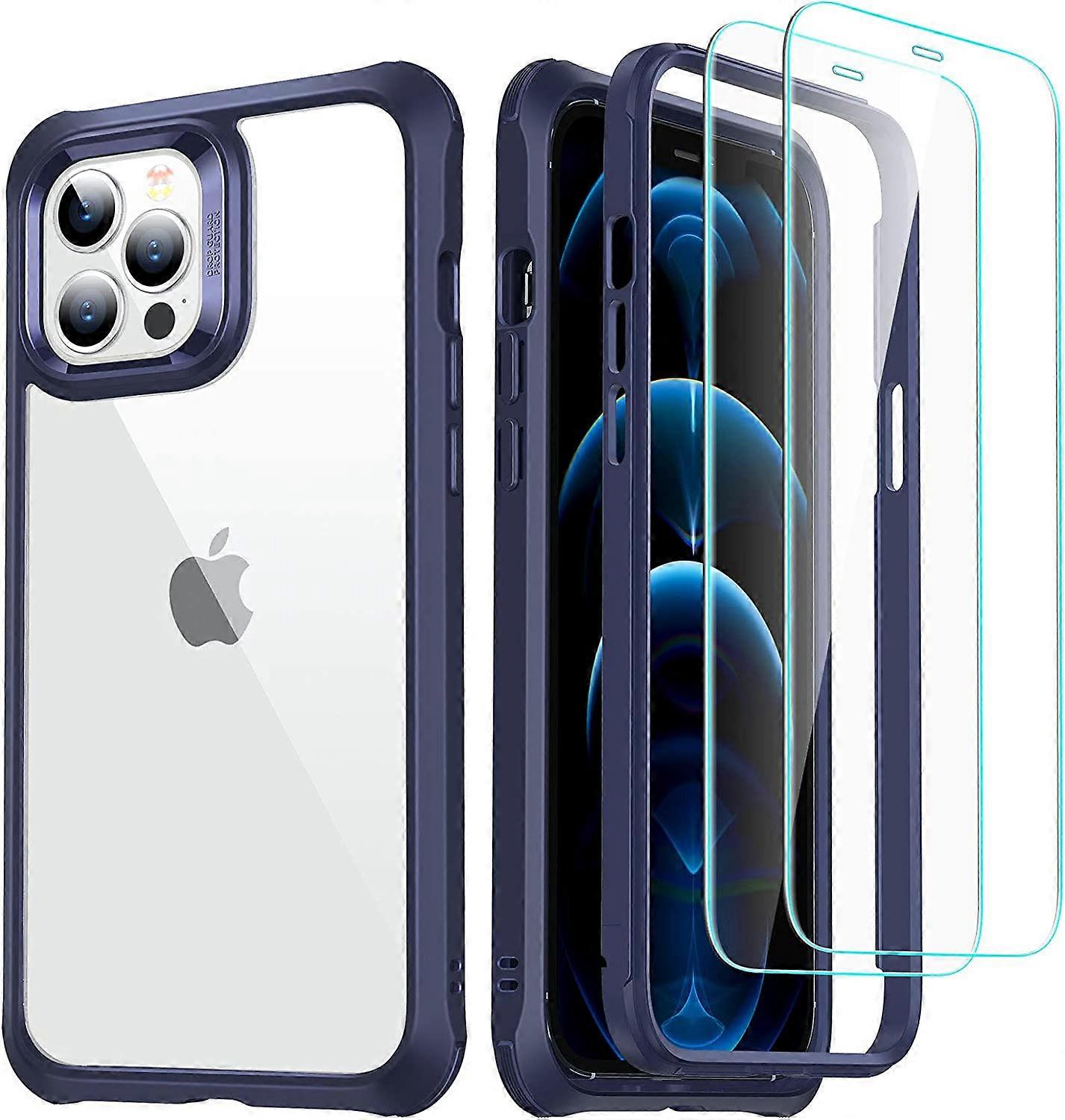 Military-Grade 360 Hybrid Protection Compatible with iPhone 12 Case/iPhone 12 Pro Case [10FT Drop Tested] [Heavy Duty Shockproof ] with [2 Tempered Gl