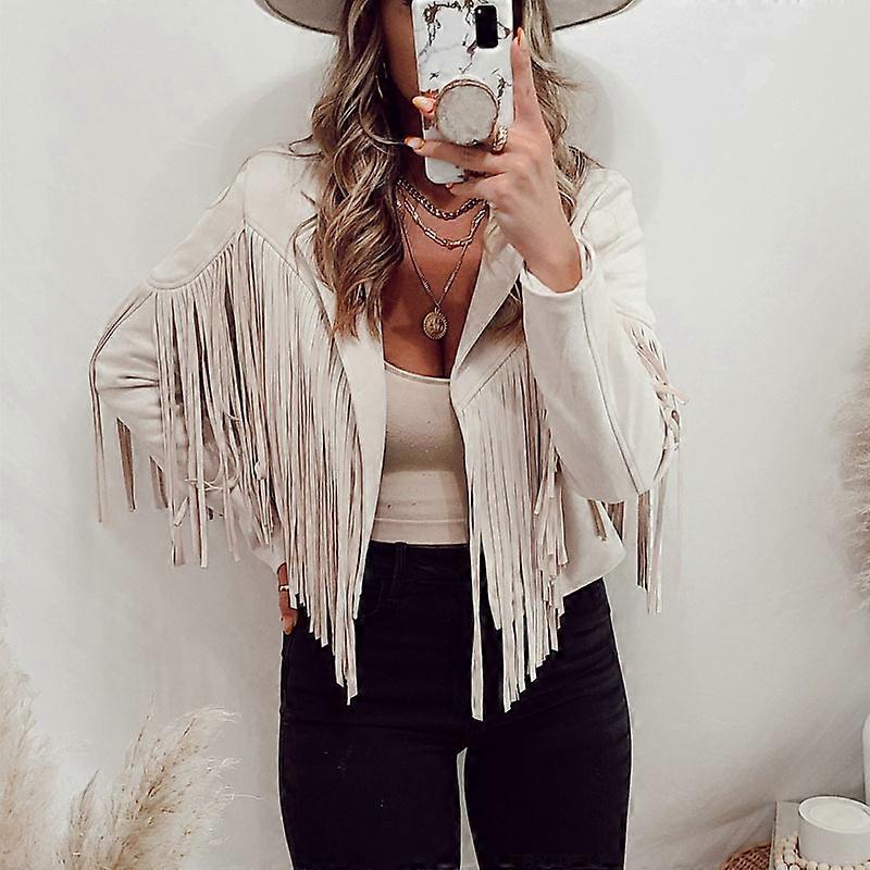 Women's Solid Color Fringe Jacket