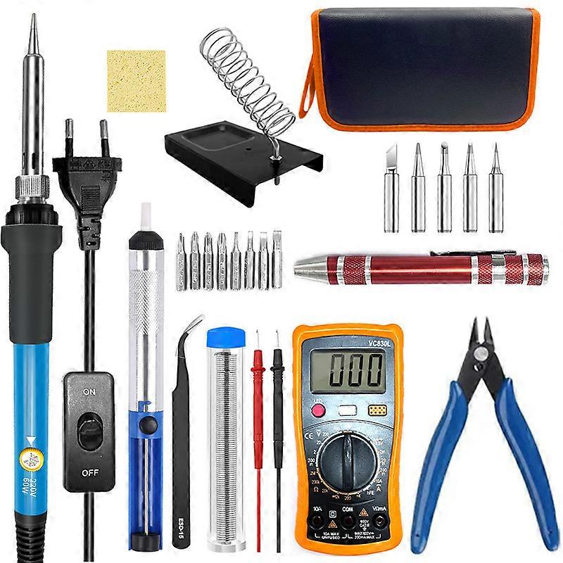 Internal Heat 60W Kit Set Thermostatic Adjustable Temperature Soldering Iron Set