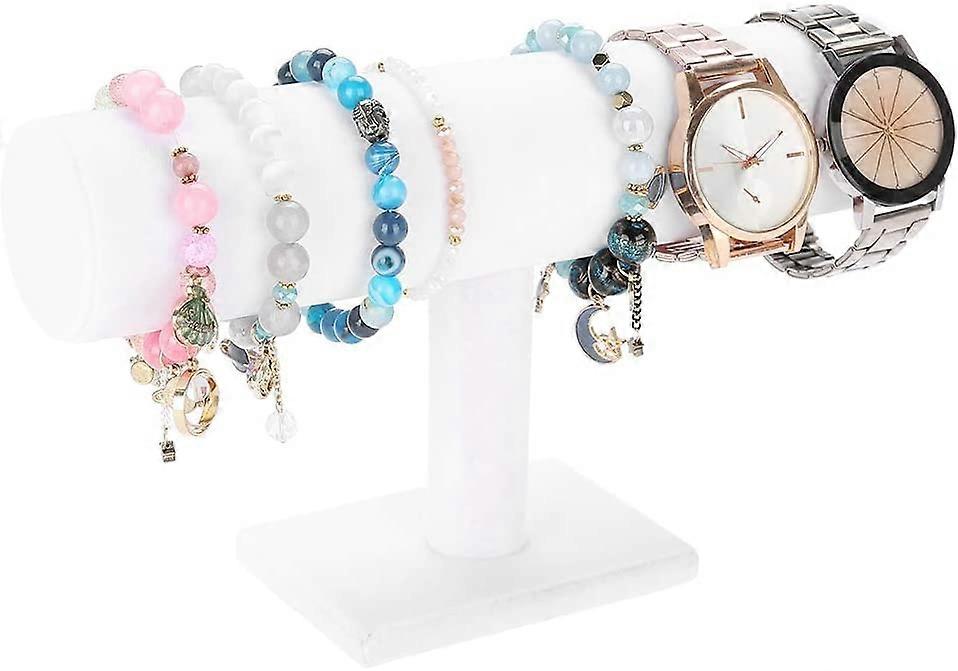 Scrunchie Organizer Βραχιόλι T-Bar Κοσμήματα Display Λευκό PU δέρμα, στολίδια Showin