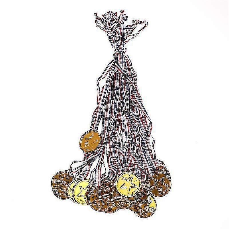 20pcs الأطفال الذهب البلاستيك الفائزين ميداليات الرياضة يوم حزب حقيبة جوائز جوائز اللعب للحزب الديكور