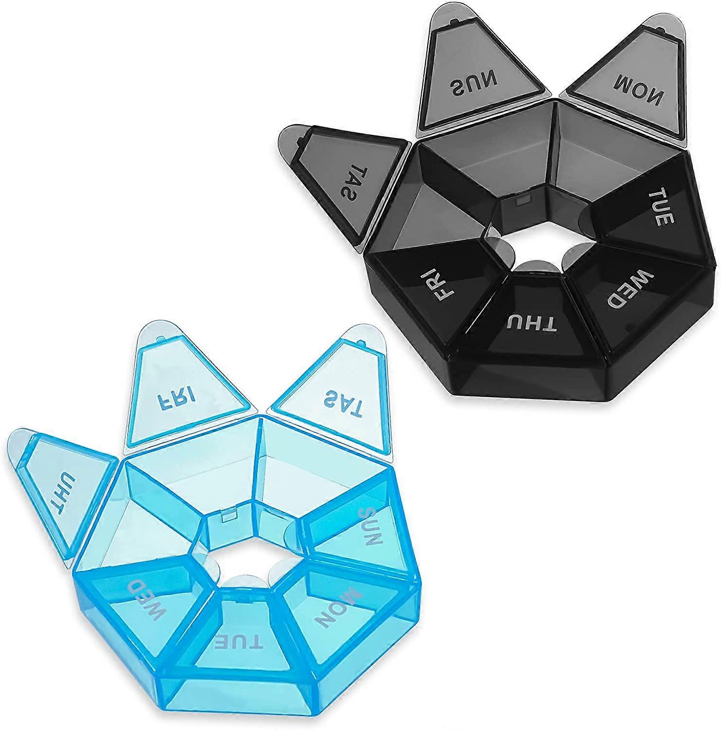 2Pack Pill Boxes 7 Day 1 Times a Day,Weekly Pill Organizer Pill Dispenser Tablet Box Portable Travel Medicine Organizer for Fish Oil Supplements