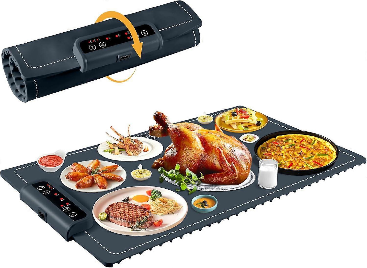 Electric Warming Tray -Portable Food WarmerTime Moders Locking Function & 3 temperature modesEasy to cleanfor Buffets Party Dark Blue
