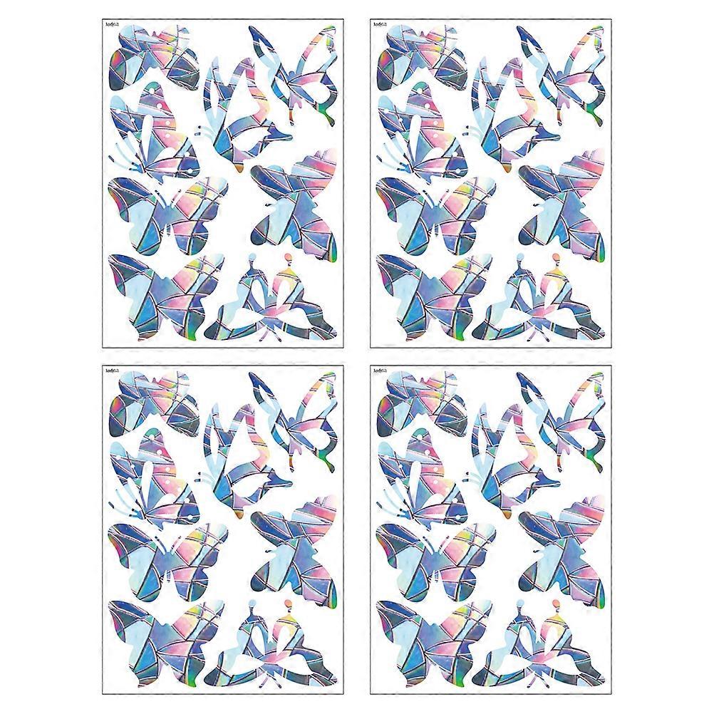 4pcs Butterfly-design Wall Clings Electrostatic Rainbow Prisms Window Pastes