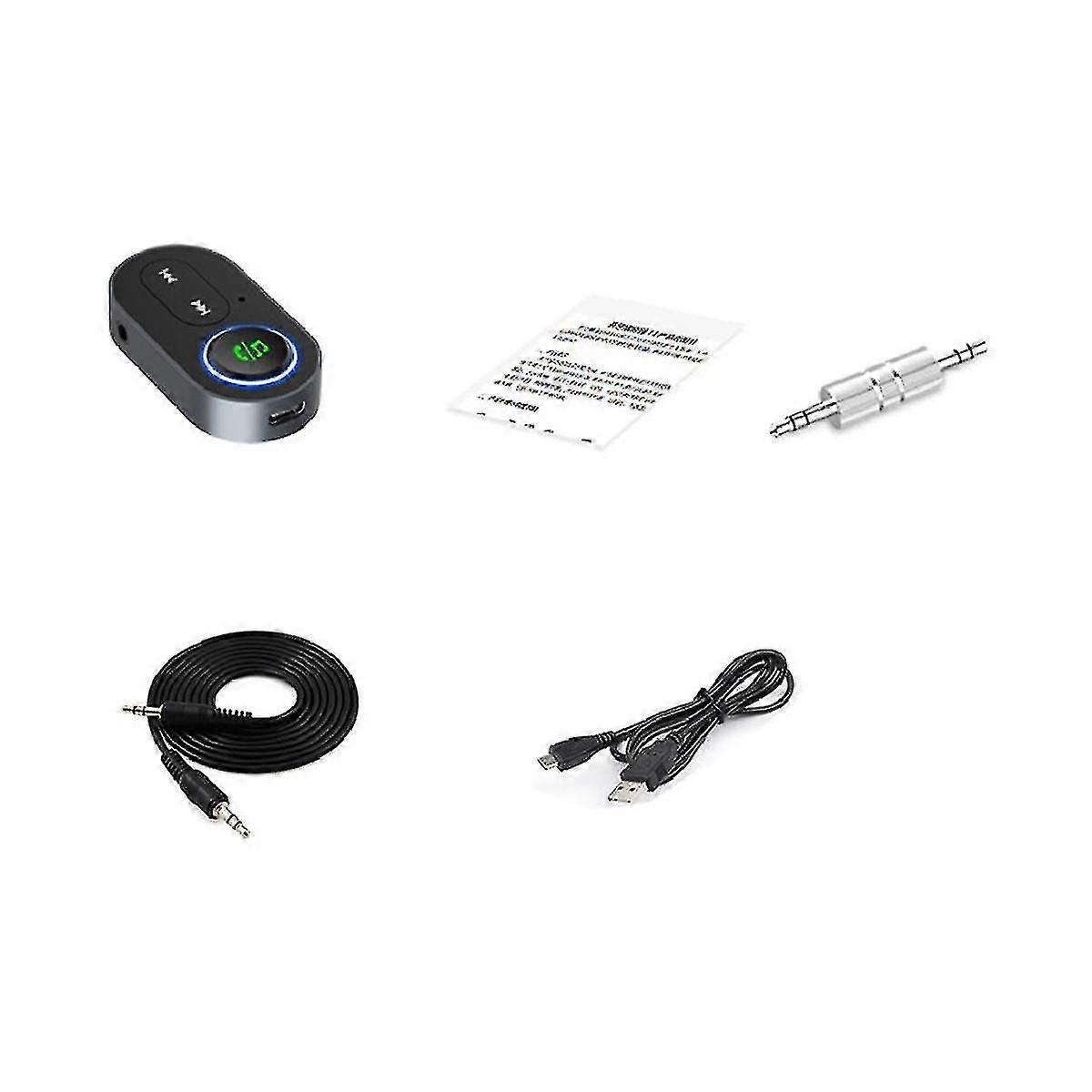 Bluetooth Adapter With Stereo Voice Broadcasting Car Wireless 5.1 Bluetooth Receiver With 3.5mm Audio Cable
