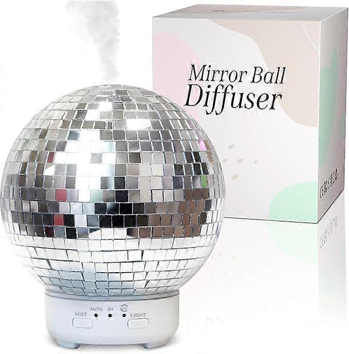 Mirror Ball Diffuser  Reflective Disco Ball Essential Oil Diffuser Spinning with 14 Color-Changing Night Lights | Misting Modes & Timer Modes | Cute D