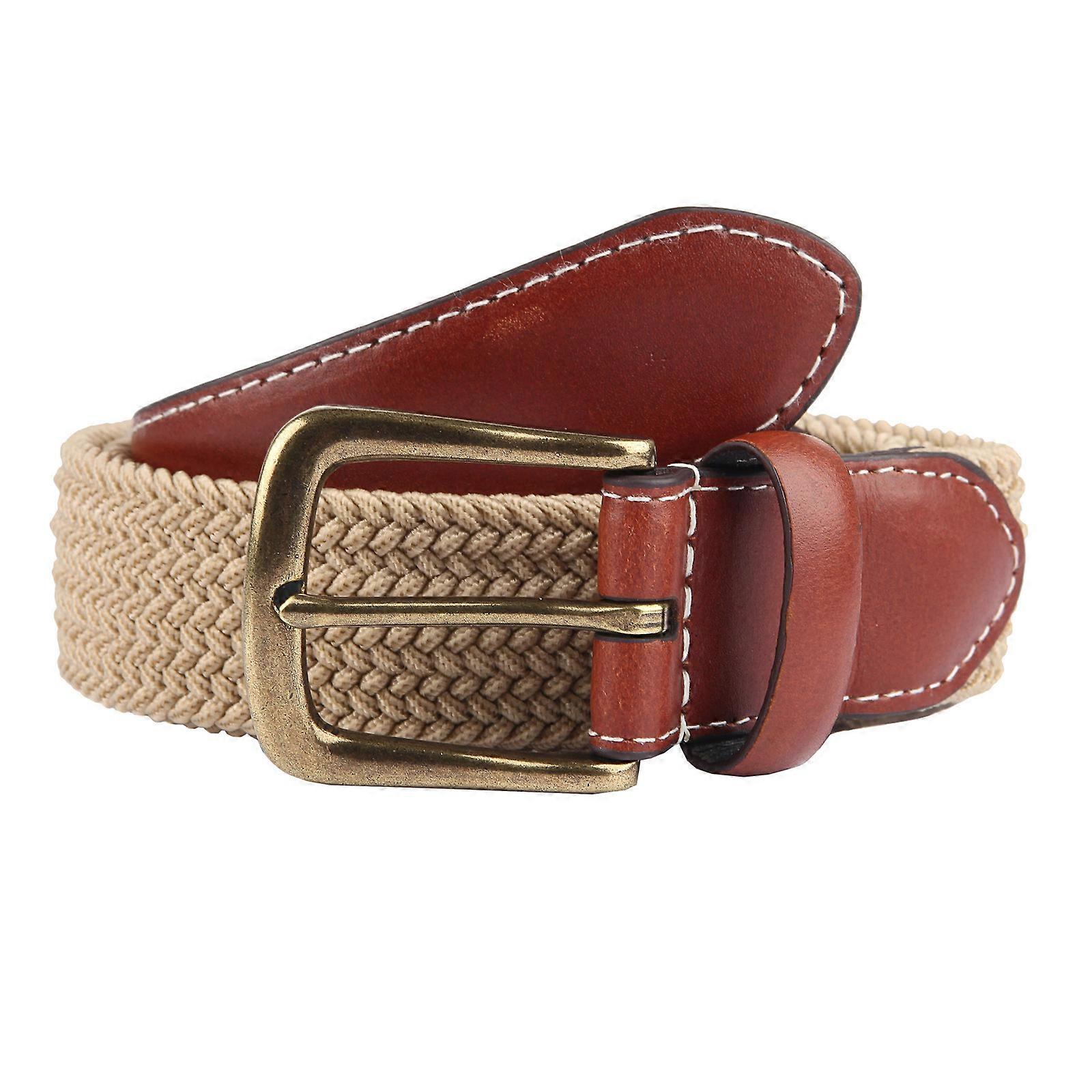 Dents Mens Elastic Stretch Belt Leather End Webbing