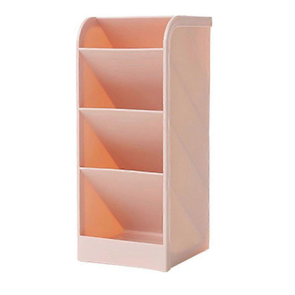 Plastic Table Storage Box Desk Stationery Organizer Case Holder Decor Four layer (Pink)