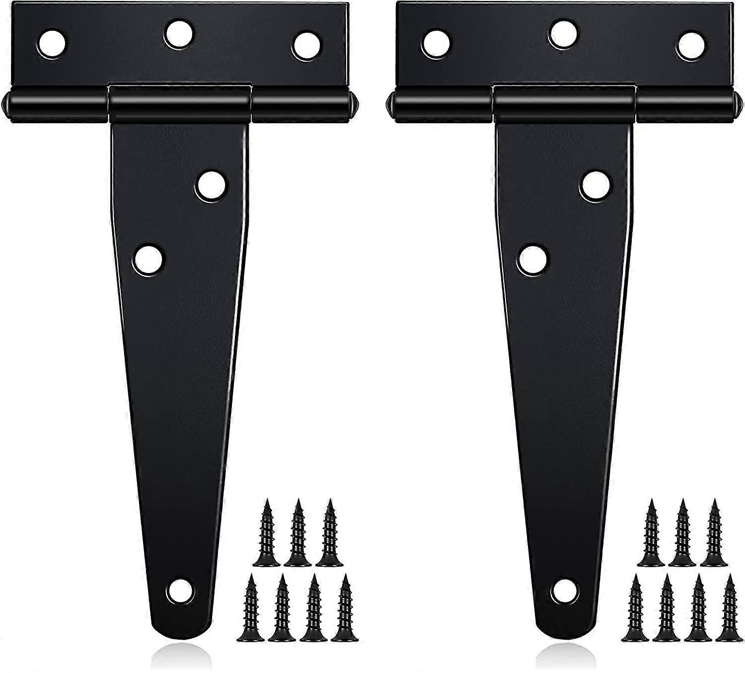 T-hinge Black, 4 Inch Tee Shed Hinge Set T-strap Hinges Metal Gate Shed Hinges With 12 Screws Heavy Duty T Hinge Tee Hinge For Gates Shed Doors Window