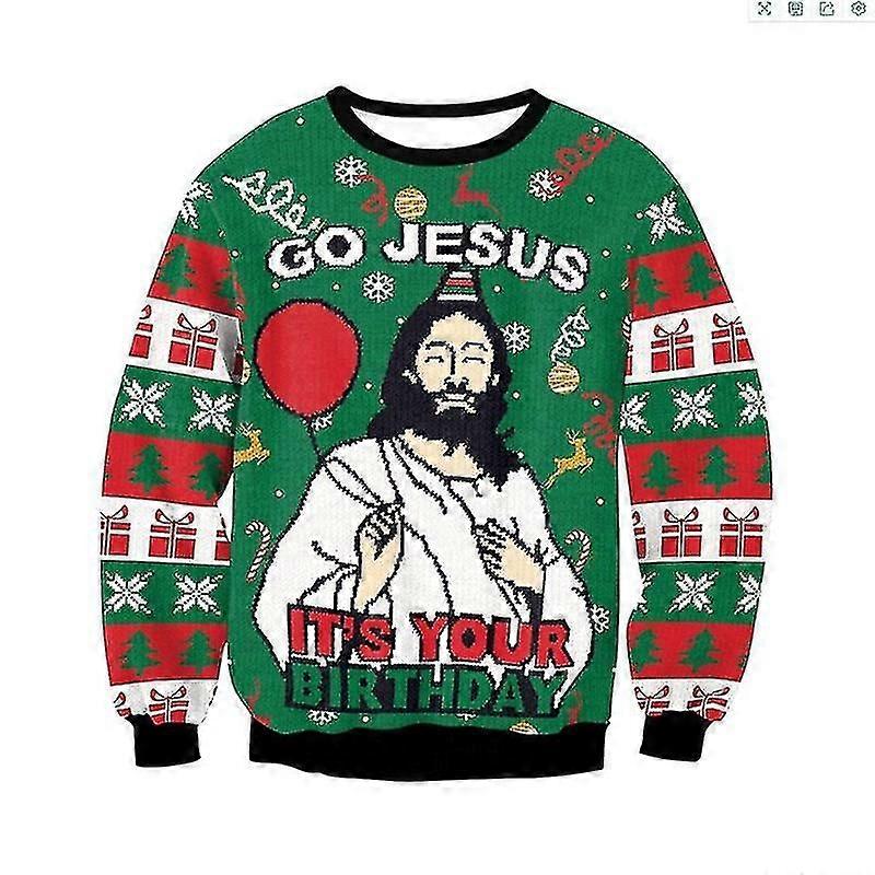 גברים נשים סוודר חג המולד דביק 3d כלב חג המולד פתית שלג פעמון אייל סנטה מודפס מסיבת חג המולד סווטשירט חג המולד