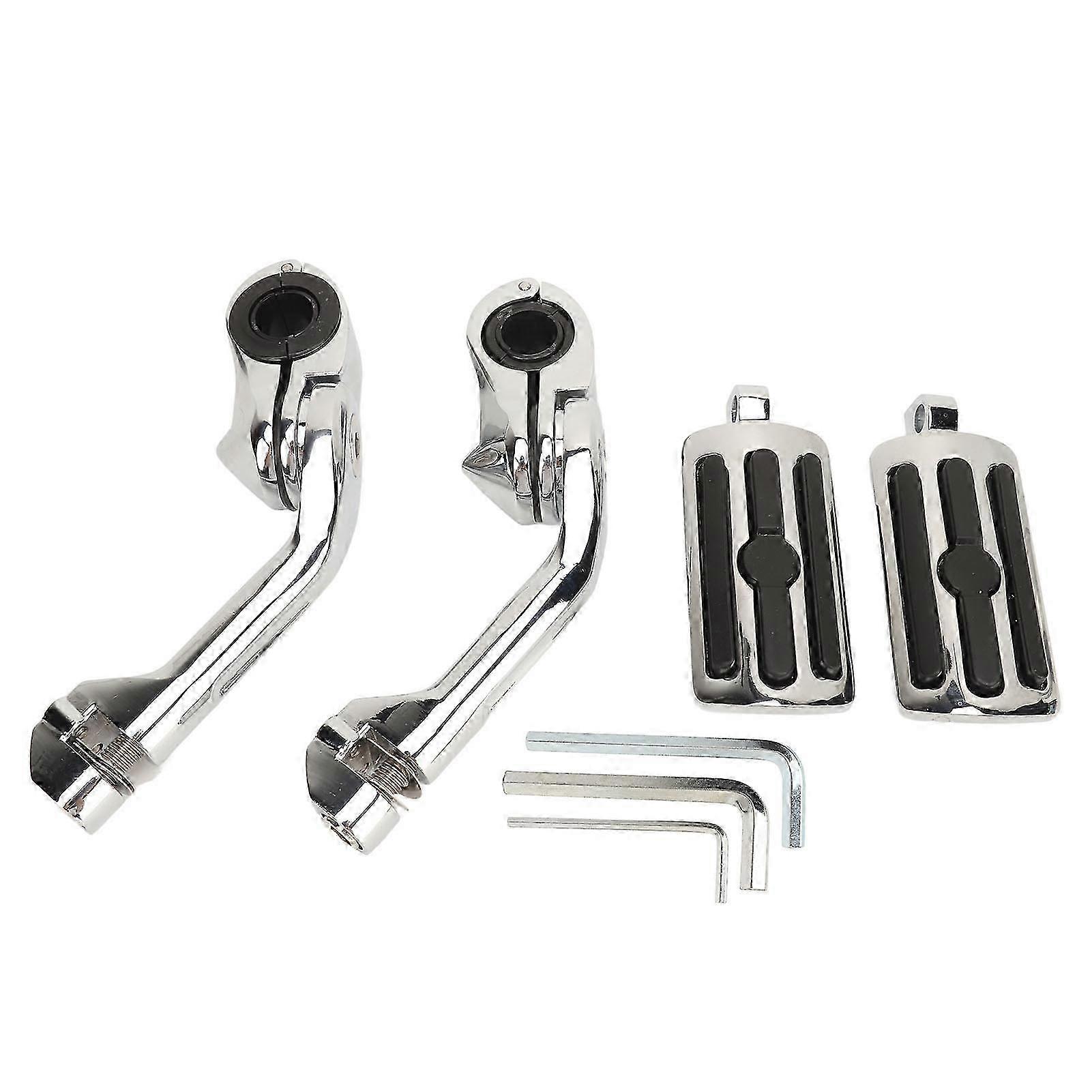 Set of 2 Chrome Foot Pegs for Davidson Motorcycle, Adjustable, Durable and Comfortable, Highway, Long Type