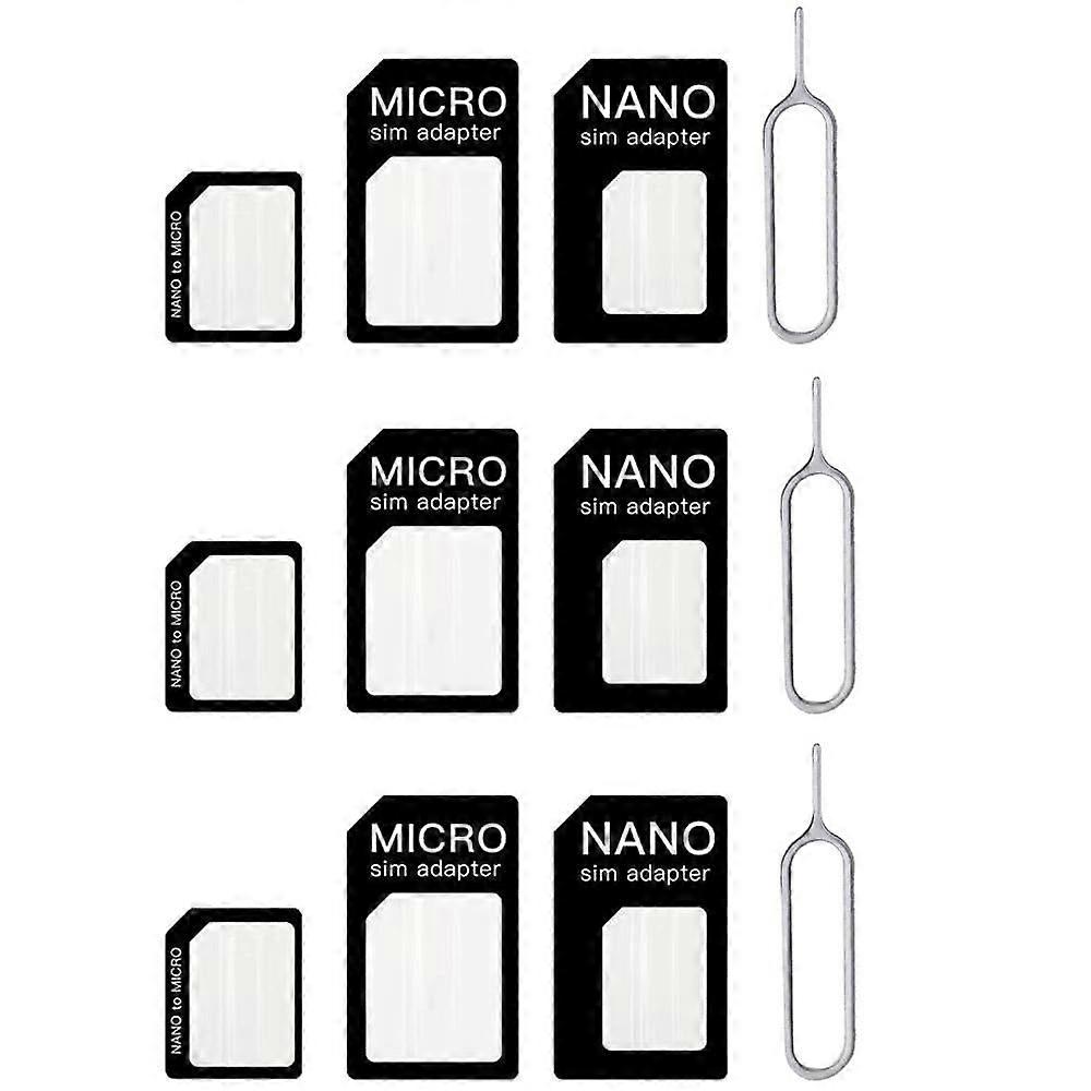 Adaptér pro SIM kartu 4 v 1, sada 3 sad Nano SIM karet, SIM adaptér a vysouvací kolík, pro smartphony