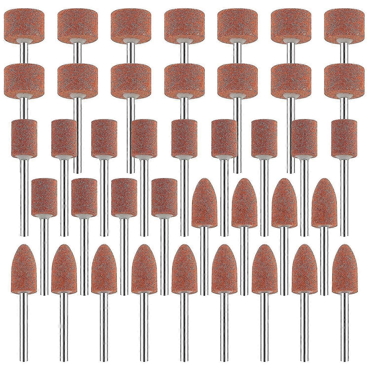 Set Of 42 Aluminum Oxide Grinding Wheels Sanding Bits With 1/8" Shank Compatible With Dremel For Grinding, Polishing, Deburring Metals