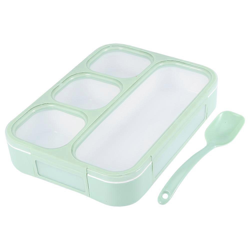 4 Grids Portable Lunch Boxes Bento Food Container Storage Box Office Picnic (Green)