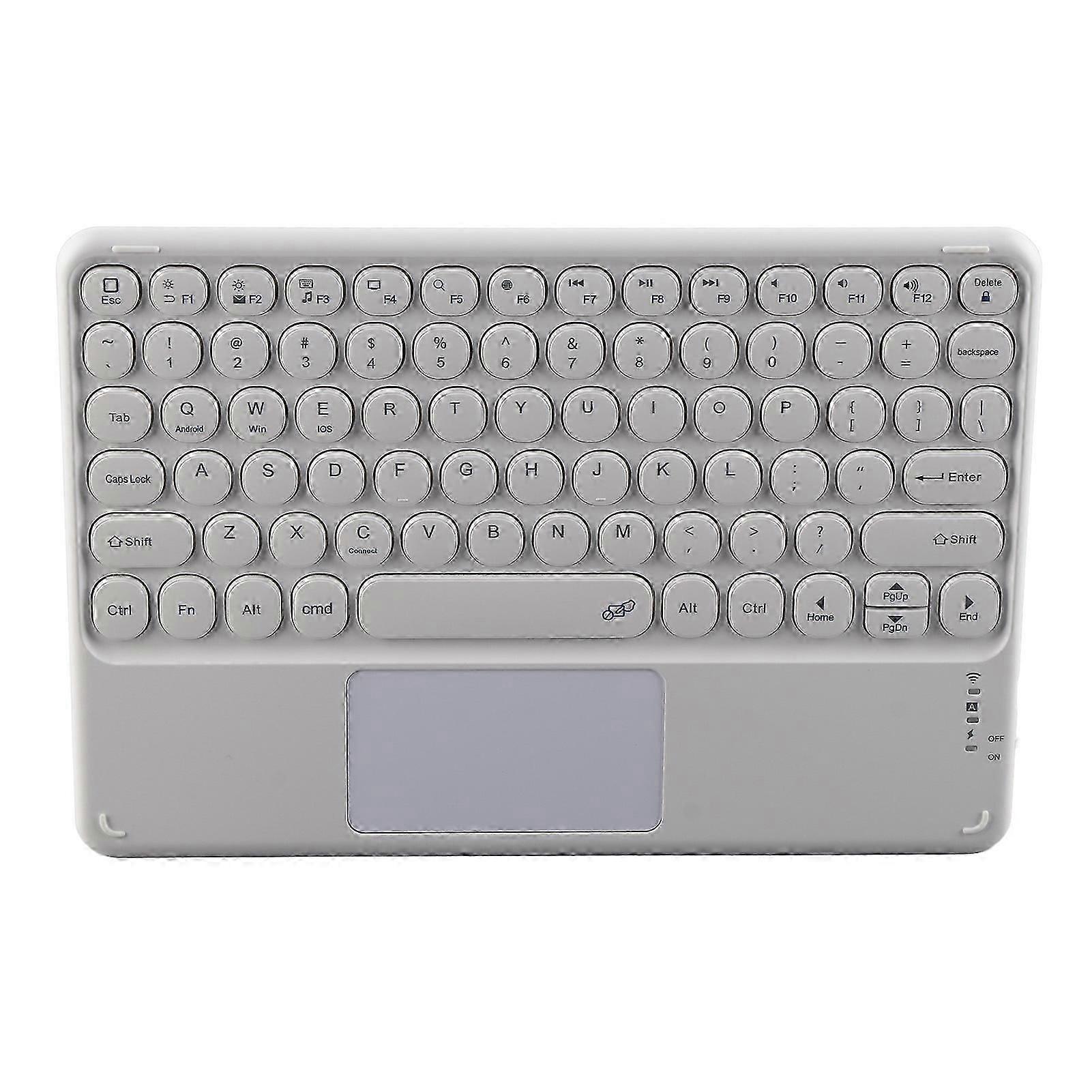 Wireless Keyboard 10in Round Keycap Touchpad Function Portable Widening Enlarging Waterproof Dustproof Laptop Keyboard White