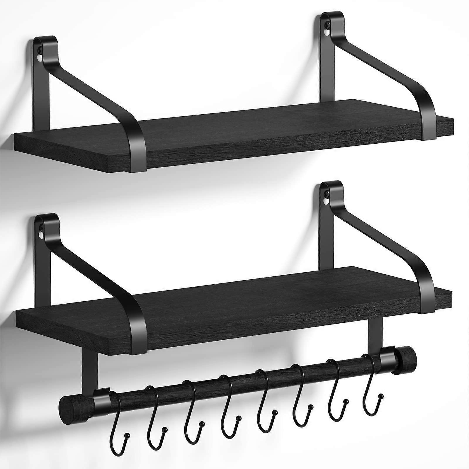 2 Sets Floating Shelves with Towel Bar for Kitchen 17.3 Inch