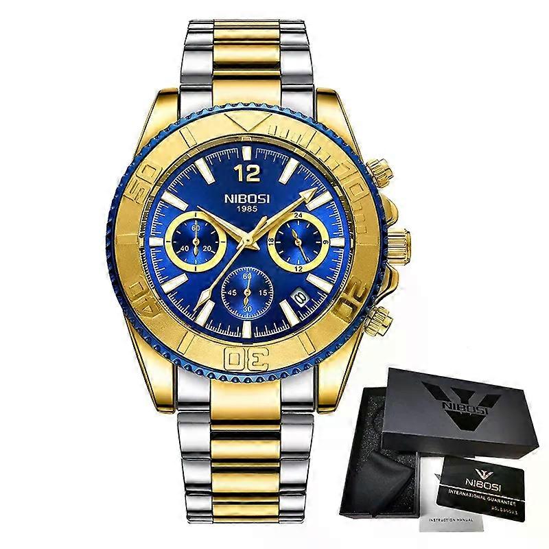 Nibosi Casual Sport Men'S Watches Chronograph Stainless Diver Watch Wristwatch Big Dial Quartz Clock Luminous Relogio Masculino