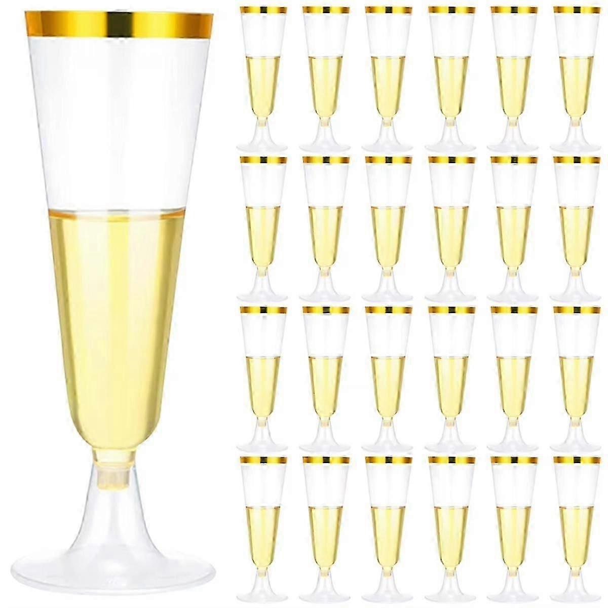 25Pcs 150ml Flûtes à Champagne jetables Flûtes à Champagne Claires Verres à Toaster Clairs compatibles avec Mariage T
