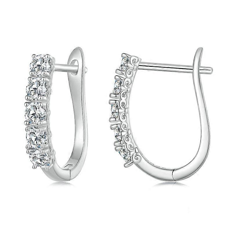 MSE011 Sterling Silver S925 Moissanite U-Shaped Pattern Earrings