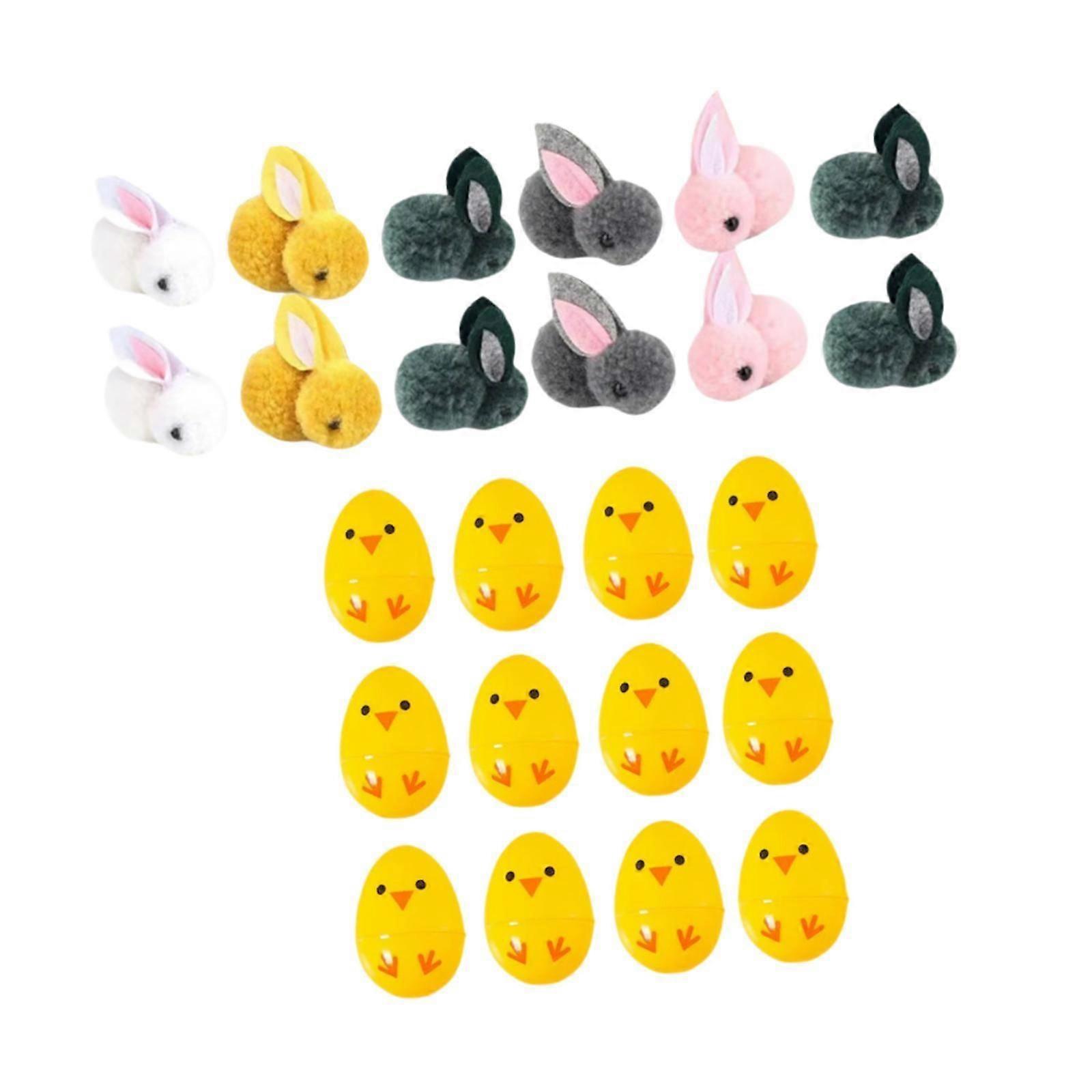 Filled Easter Eggs with Bunny Toys Novelty Decorative Easter Basket Stuffers 12 set