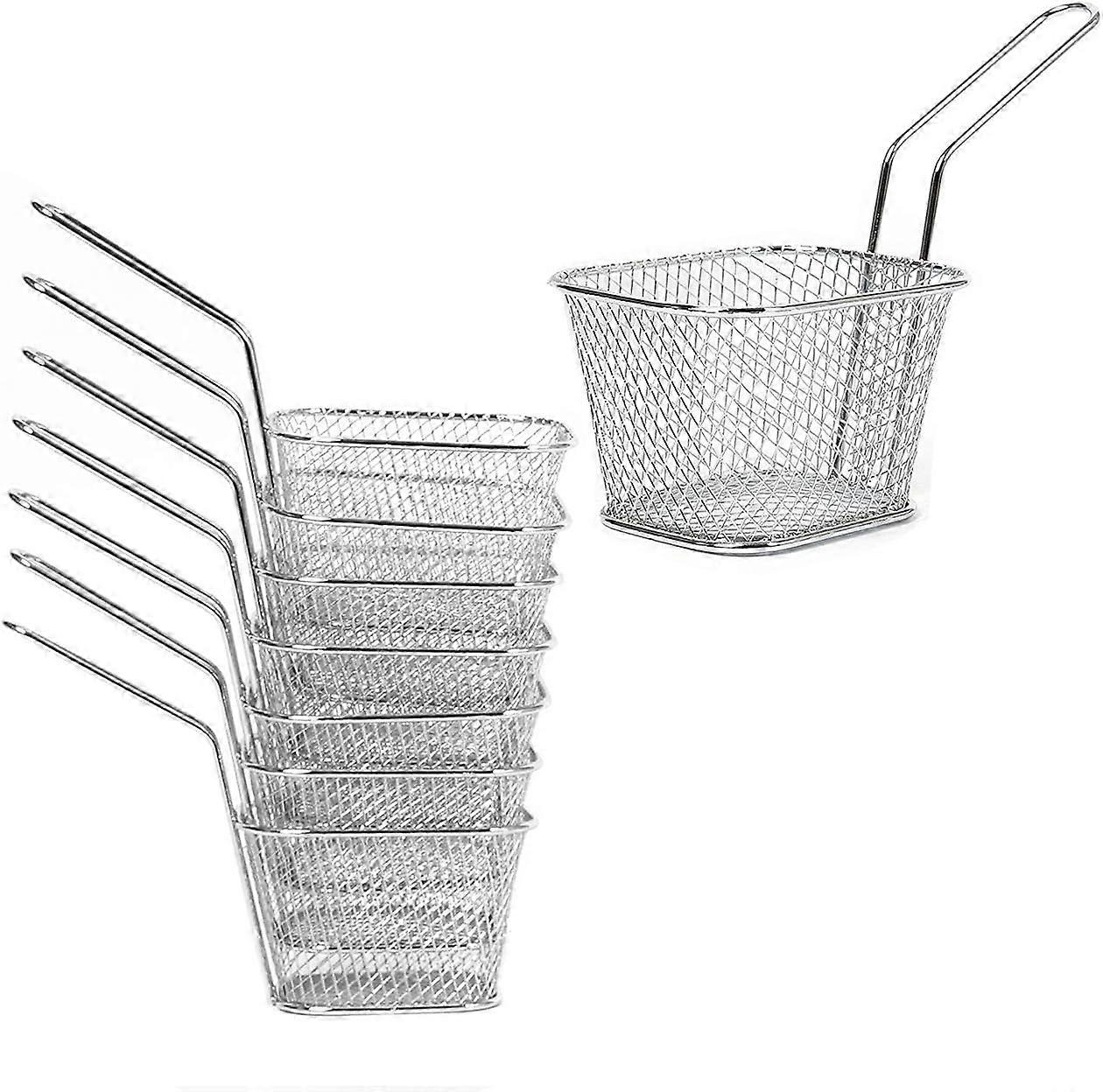 Paniers de service de table élégants, paniers à frites en acier inoxydable durables pour une présentation élégante des aliments, poignée longue pour une manipulation sûre, parfait pour