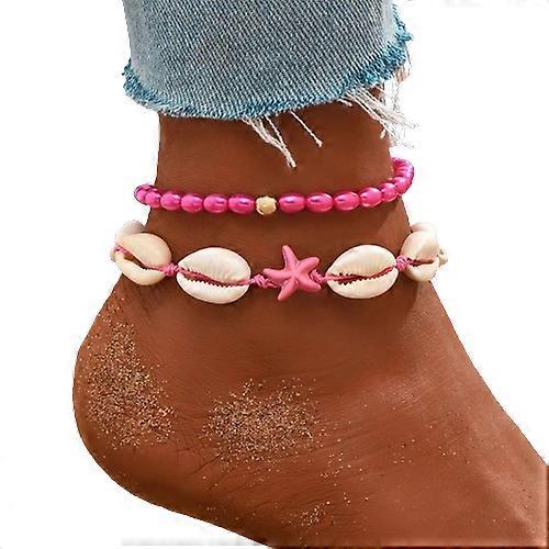 Vintage Colorful Beads Shell Anklet pentru femei Vară Plajă Stea de Mare Charm Gleznă Brățară pe picior Bijuterii de modă lucrate manual